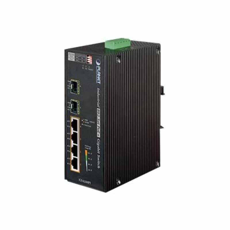 PLANET TECHNOLOGY Planet IGS-624HPT, Gigabit-Industrieswitch, 4 Port PoE, 2 Port SFP