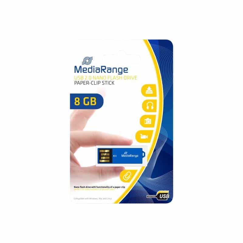 MEDIARANGE MEDIAR USB NANOSTICK FLASH 8GB PAPERCLIP