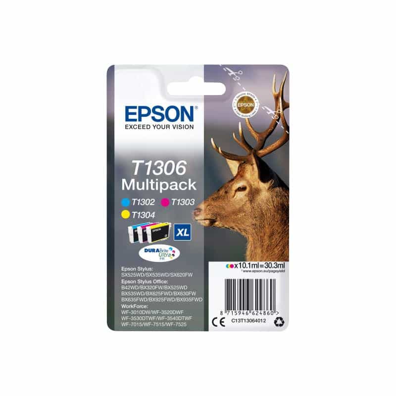 EPSON T1306 Multipack 3er Pack XL Gelb, Cyan, Magenta Tintenpatrone