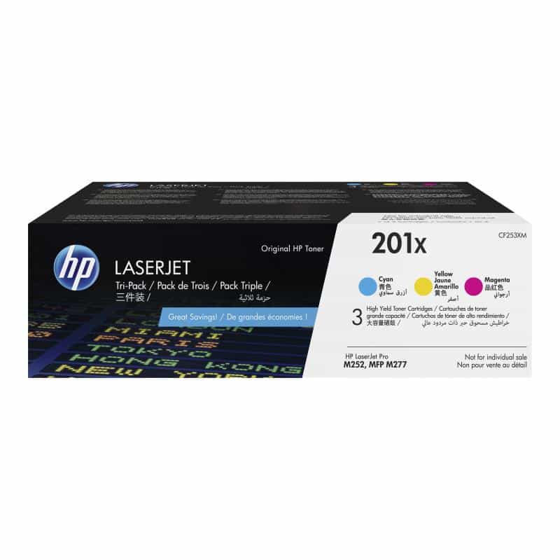 HP 201X 3er Pack Gelb, Cyan, Magenta LaserJet Tonerpatrone (CF253XM)