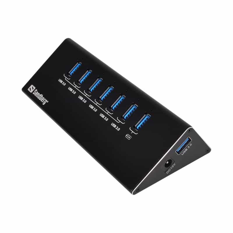 SANDBERG USB 3.0 Hub 7 ports Siebmal USB 3.0 Ausgaenge Ueberlastungsschutz 1m USB 3.0 Kabel und 230V
