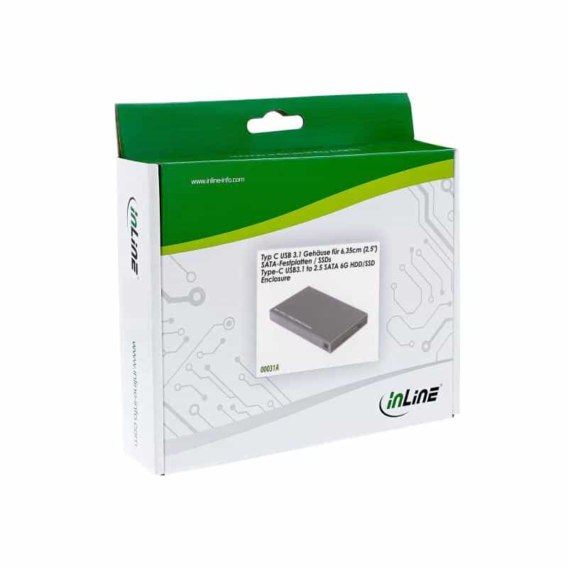 INLINE ® USB 3.1 Gehäuse für 6,35cm (2,5") 6G SATA-Festplatte / SSD, USB Typ C Buchse