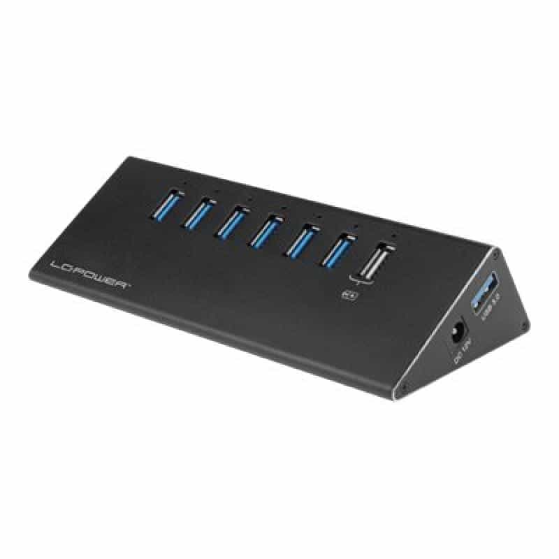 LC-Power Hub, LC-HUB-ALU-2B-7, Aluminium, 6-fach, USB 3.0, schwarz