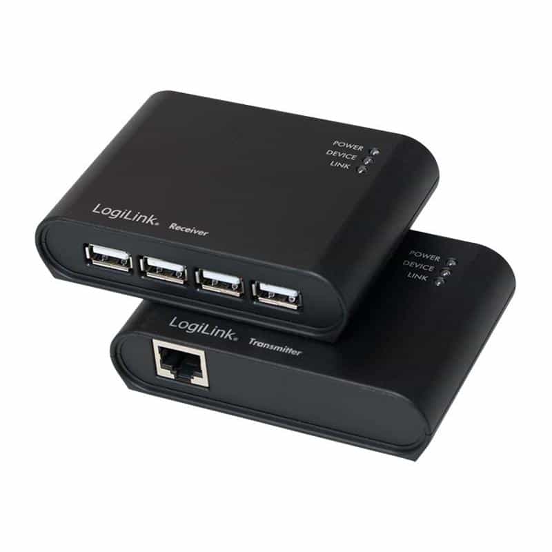 LOGILINK USB 2.0 Extender mit integriertem 4-Port USB 2.0 Hub und Netzteil