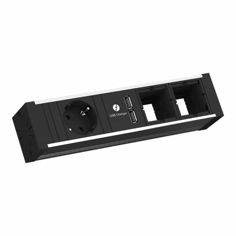 BACHMANN Steckdoseneinheit VENID 936.003 4f 1xSCHUKO 1xUSB Charger 2xLeerfeld
