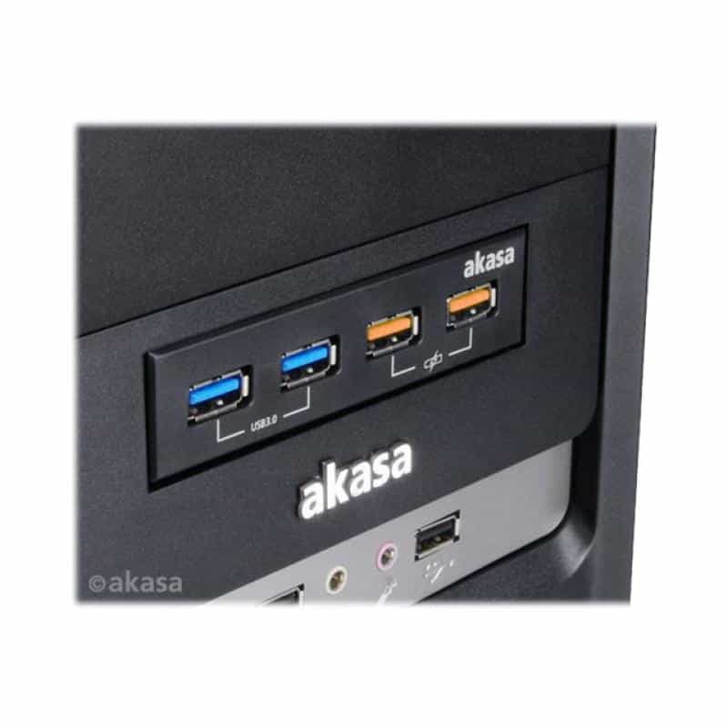 AKASA 2+2 Port USB 3.0-Fronteinschub mit Schnellladeport Akasa AK-ICR-25 Schwarz