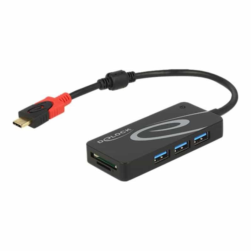 DELOCK USB3.1 Type-C Hub -> 3x USB Typ-A + 2 Slot Card Reader