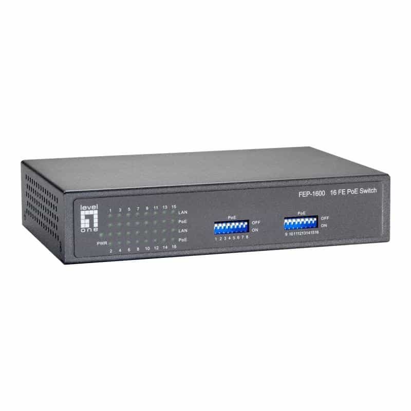 LEVEL ONE LevelOne FEP-1600W90 16-Port Fast Ethernet PoE Switch 90W