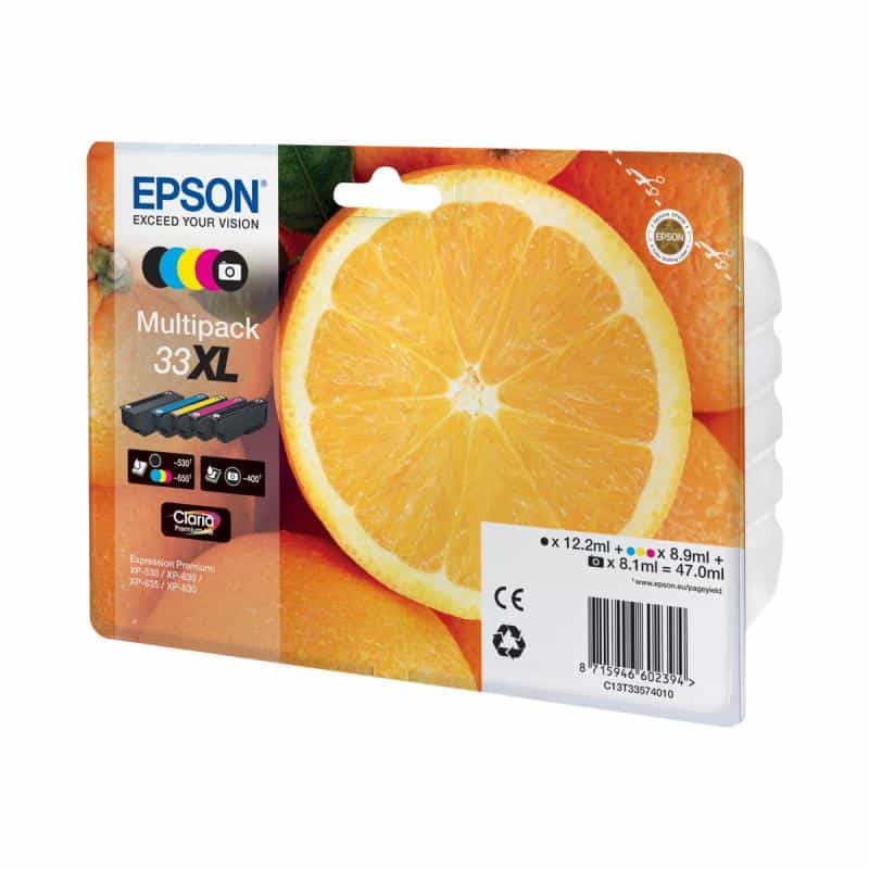 EPSON 33XL Multipack 5er Pack XL Schwarz, Gelb, Cyan, Magenta, Photo schwarz Tintenpatrone