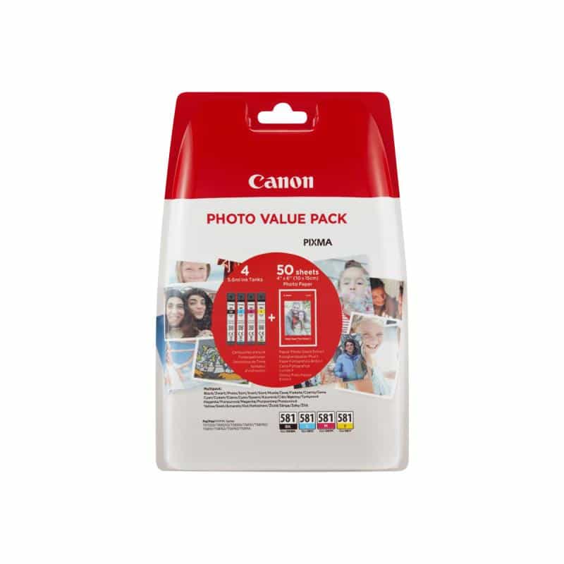 CANON CLI 581 C/M/Y/BK Photo Value Pack 4er Pack Schwarz, Gelb, Cyan, Magenta Tintenbehälter /
