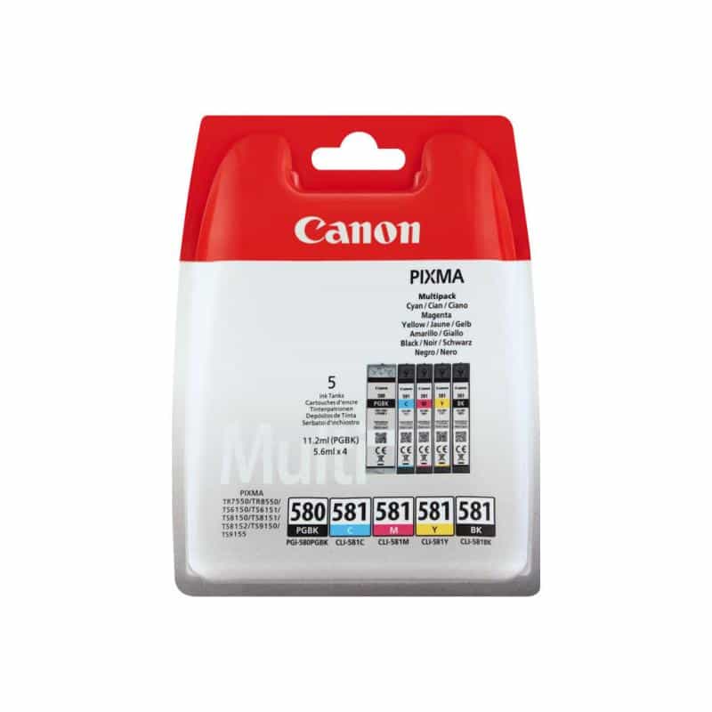 CANON PGI 580 PGBK/CLI 581 CMYBK Multipack 5er Pack Schwarz, Gelb, Cyan, Magenta Tintenbehälter