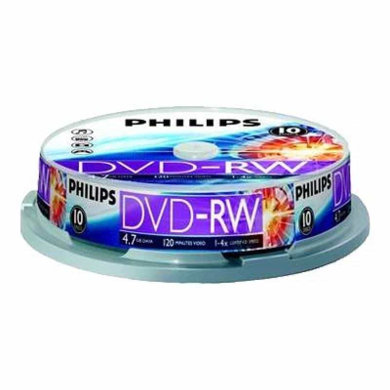 PHILIPS 10xDVD-RW 4,7GB 120Min 4x CakeBox