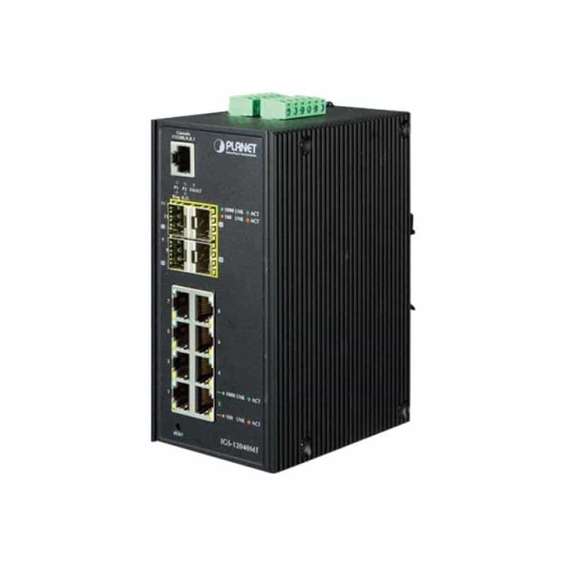 PLANET TECHNOLOGY PLANET Industrial 8-Port 10/100/1000T + 4-Port 100/1000X