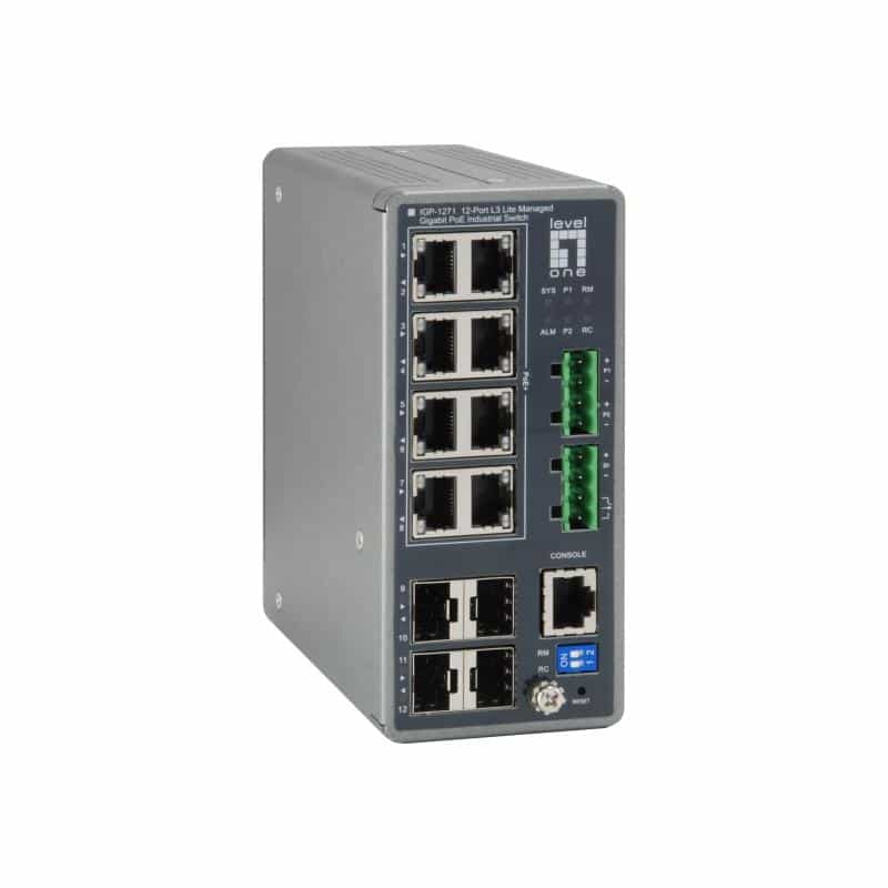 LEVEL ONE LEVELONE Industrial Switch 12-Port L3 Lite Gigabit PoE 240W