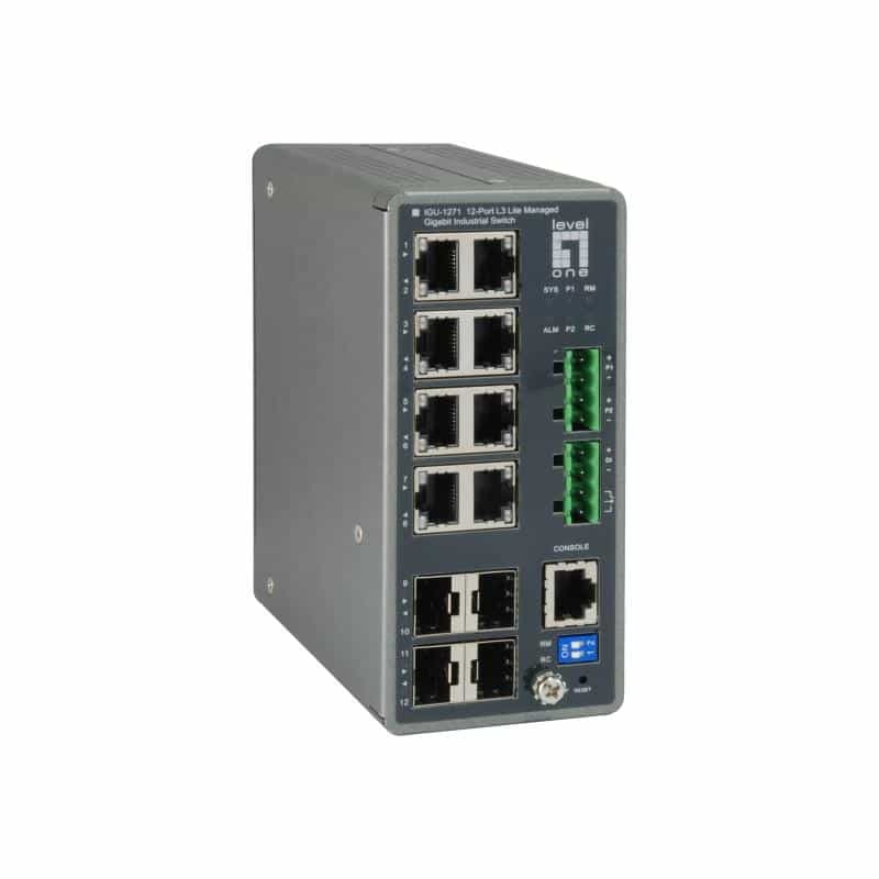 LEVEL ONE LEVELONE Industrial Switch 12-Port L3 Lite Gigabit     240W