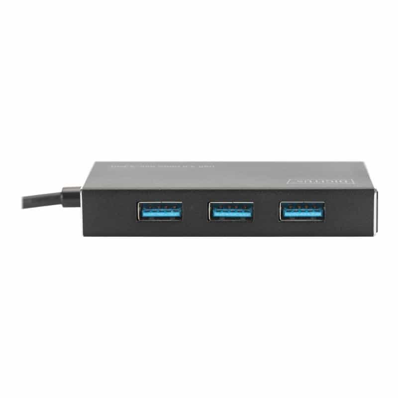 DIGITUS 4-Port-USB-Hub 4xUSB3.0 Alu schw.matt +NT +Kabel