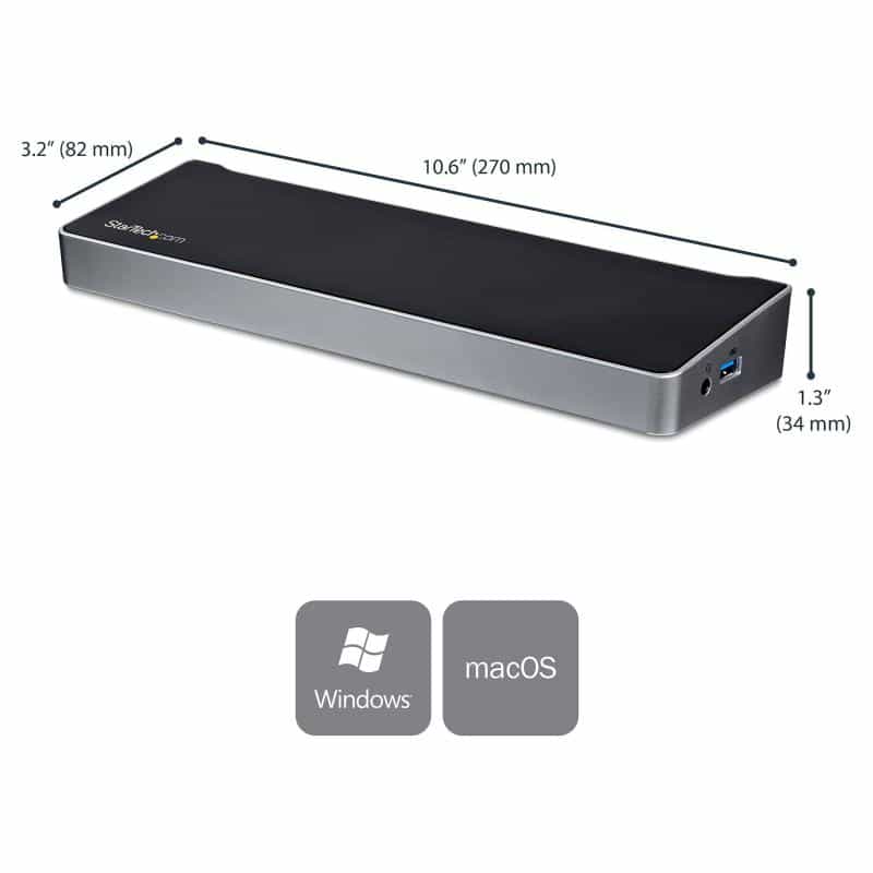 STARTECH.COM Triple-4K Monitor USB-C Docking Station for Laptops
