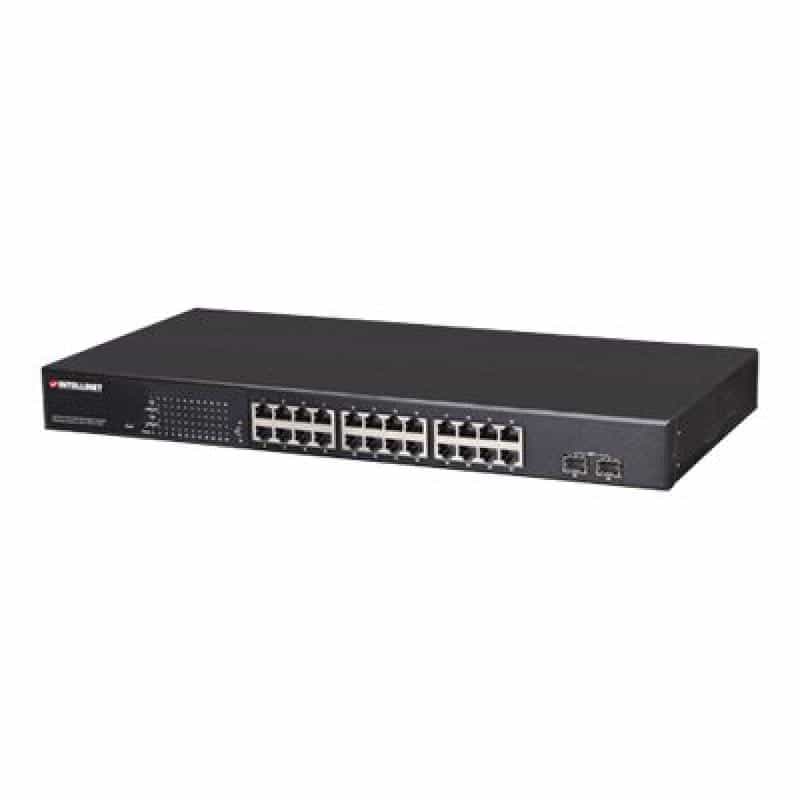 INTELLINET 24-Port Gigabit PoE+ 560559 Web-Managed Switch mit 2 SFP-Ports 240W