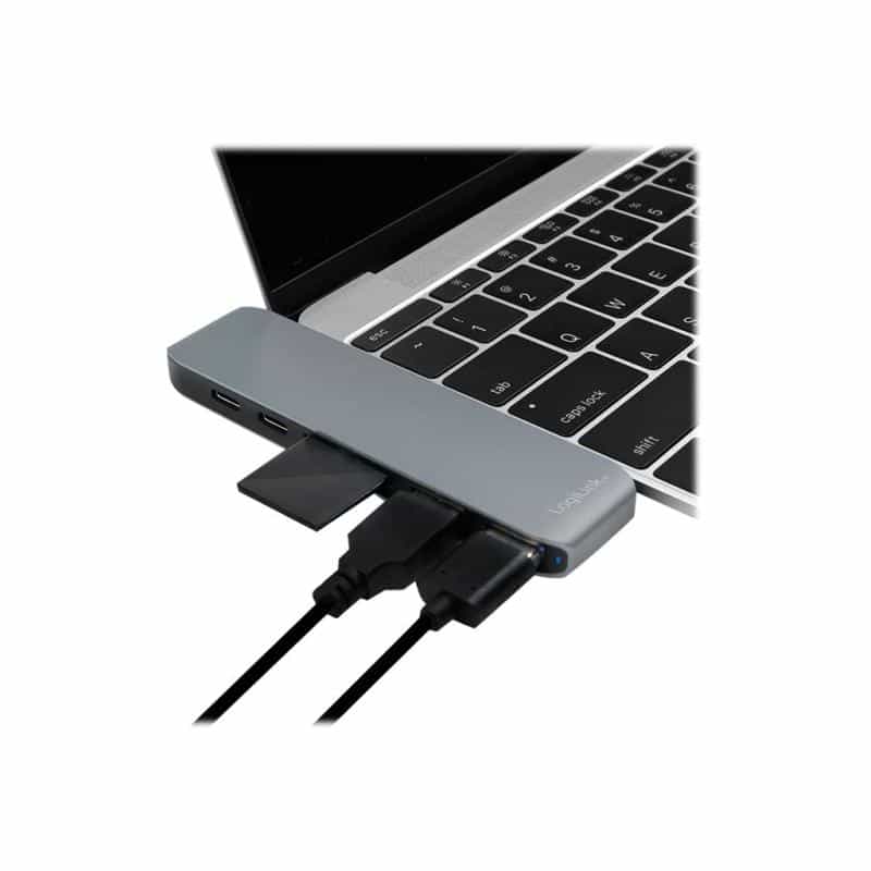 LOGILINK Dual USB-C Multifunktion HUB, Aluminium grau