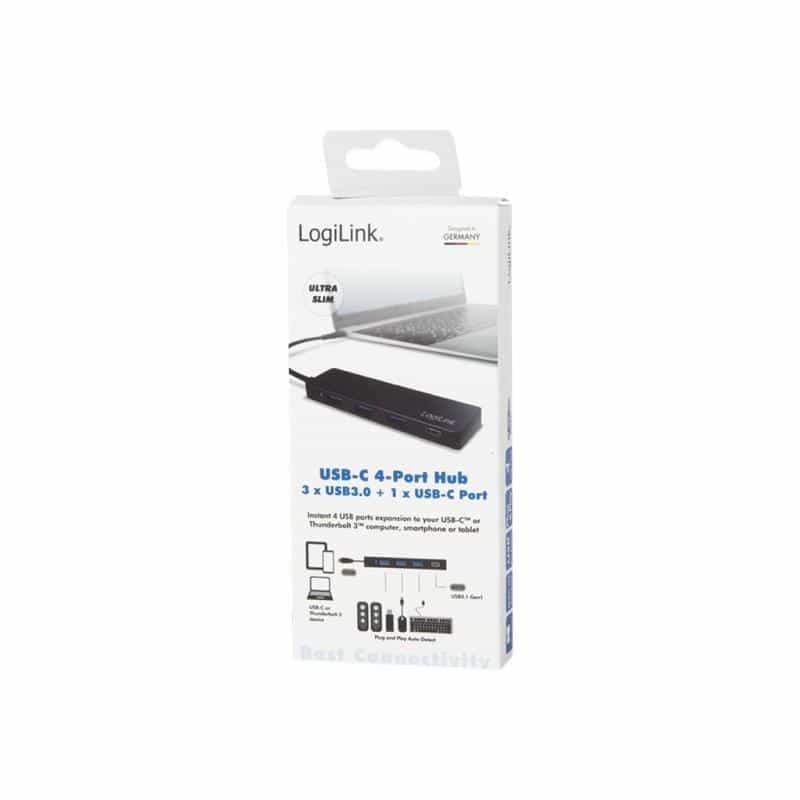LOGILINK USB 3.1 HUB 3+1-port Type-C schwarz