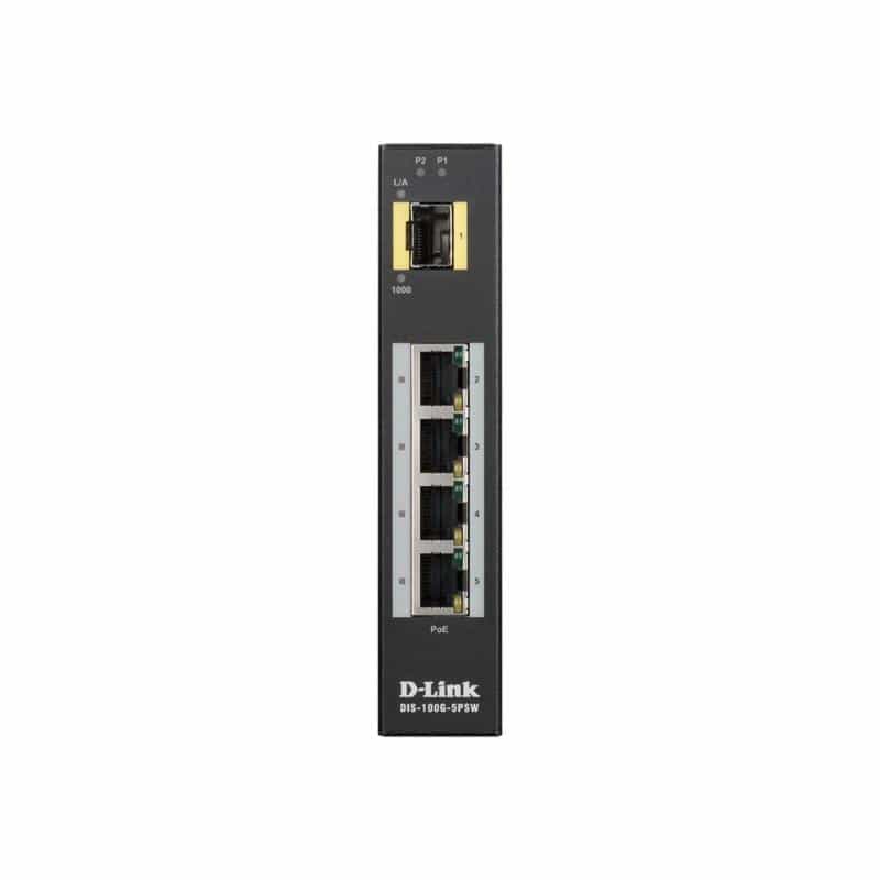D-LINK 5 Port Unmanaged Switch with 4 x 10/100/1000BaseTX ports 4 PoE & 1 x 100/1000BaseSFP ports