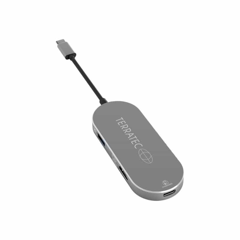TERRATEC Aluminium USB Type-C Adapter mit USB-C PD HDMI 2x USB 3.0 Port Card Reader
