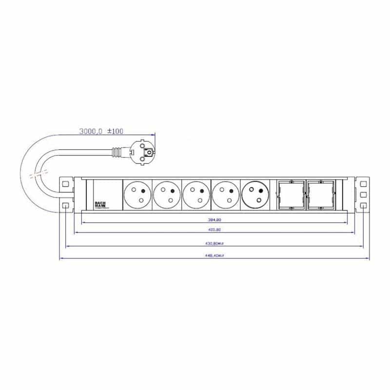 BACHMANN 922.083 Steckdosenleiste ohne Schalter Schwarz, Aluminium Schutzkontakt