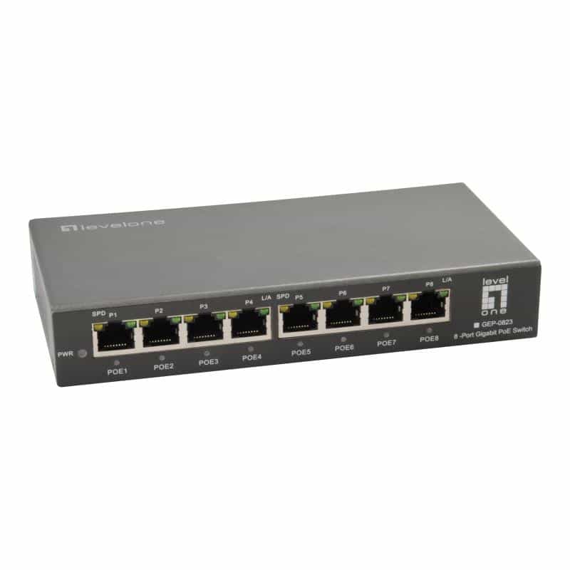 LEVEL ONE GEP-0823 8-Port-Gigabit-PoE-Switch 802 3ataf PoE 120W