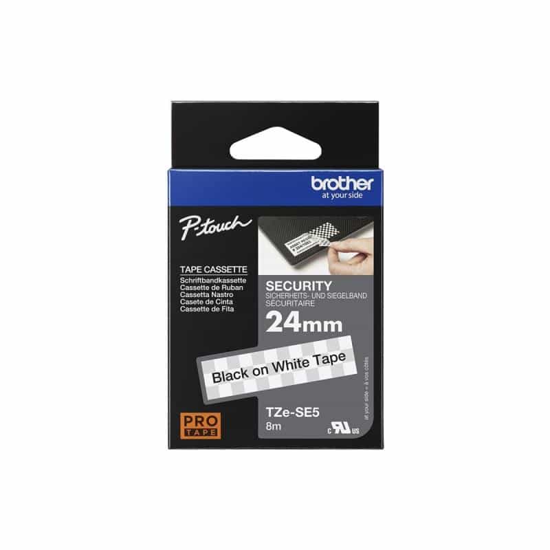 BROTHER Schriftbandkassette TZe-SE5 /  weiß / schwarz / 8m / 24mm / laminiert / f. P-touch 350, 540,
