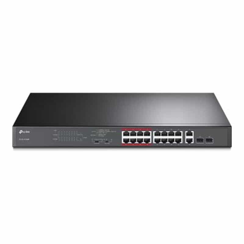 TP-LINK 16-Port 10/100 Mbps + 2-Port Gigabit Rackmount Switch with 16-Port PoE+