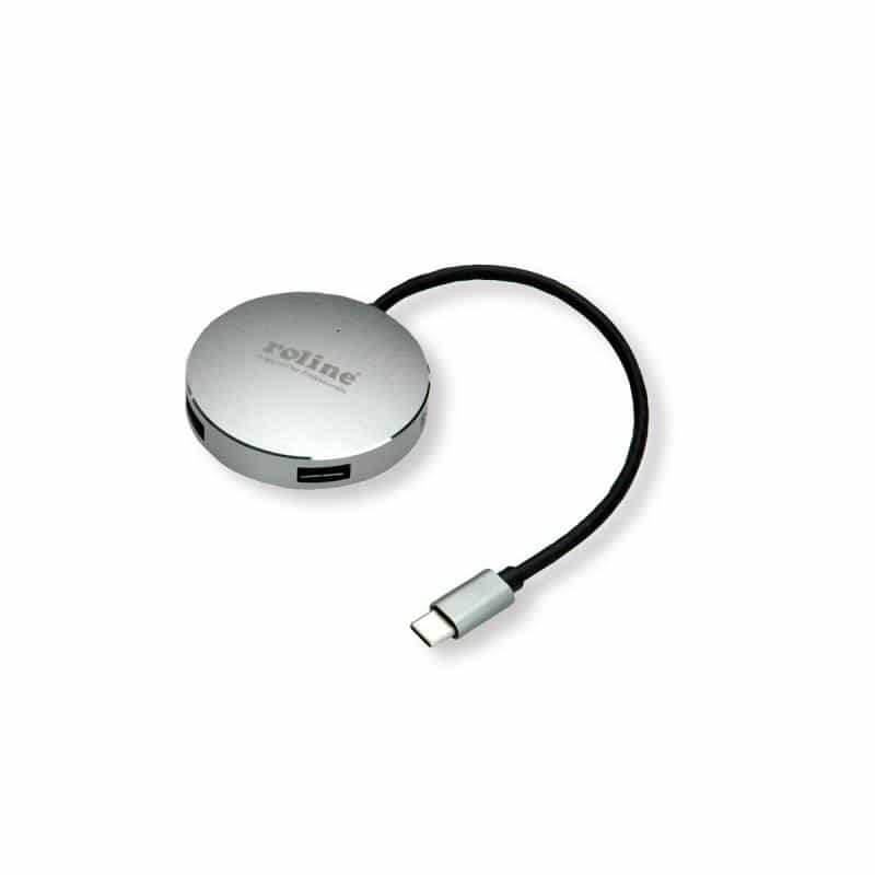 ROLINE USB 3.0 Hub, rund, 4fach, Typ C Anschlusskabel (14.02.5036)
