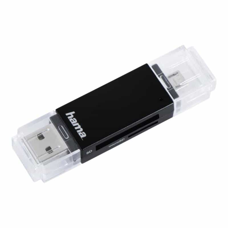 HAMA USB 2.0 OTG Kartenleser Basic  SD/microSD Schwarz
