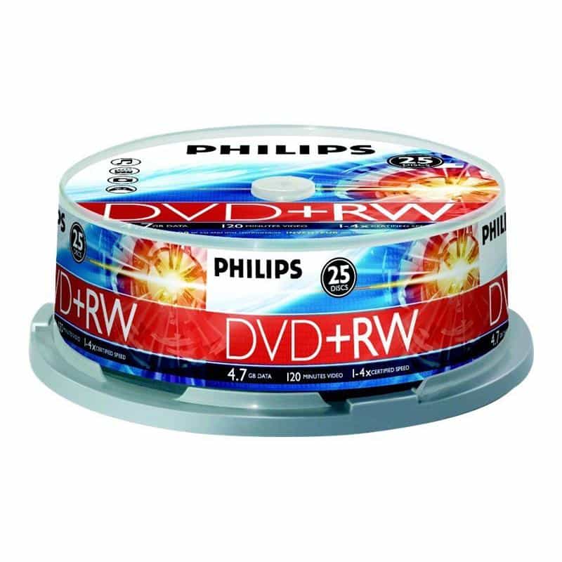 PHILIPS 25xDVD+RW 4,7GB 120Min 4x CakeBox