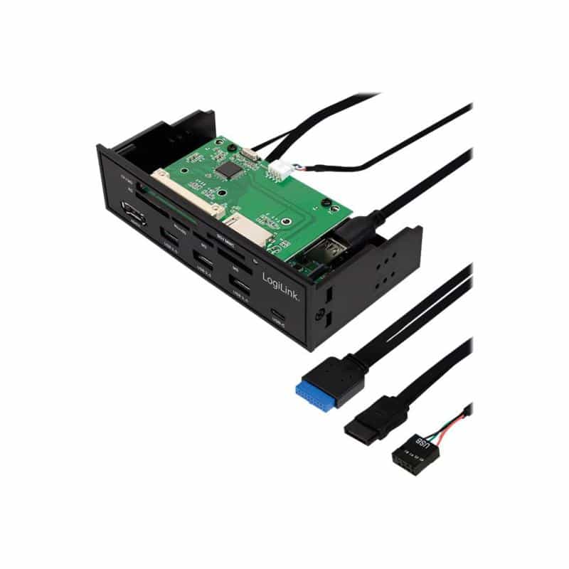 LOGILINK USB HUB 3.0 mit 6-fach Kartenleser schwarz