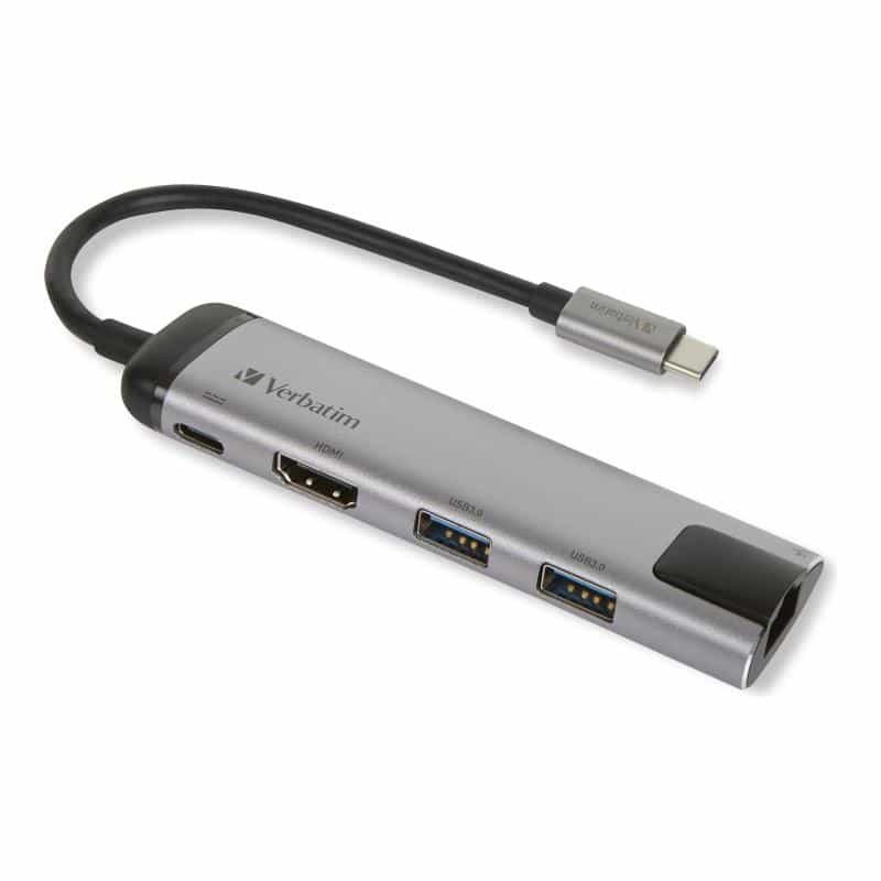 VERBATIM USB-C HUB Adapter USB 3.1 GEN 1/ USB 3.0 x 2 HDMI RJ45