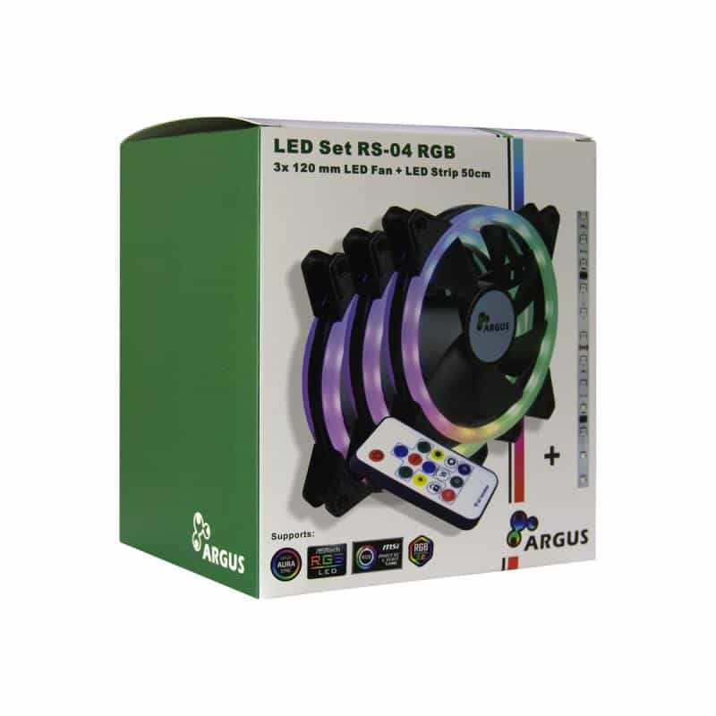 INTER-TECH Argus RS04 - RGB-Set 5V-RGB-Luefter, 50cm lange RGB-LED-Stripe LED addressierbar