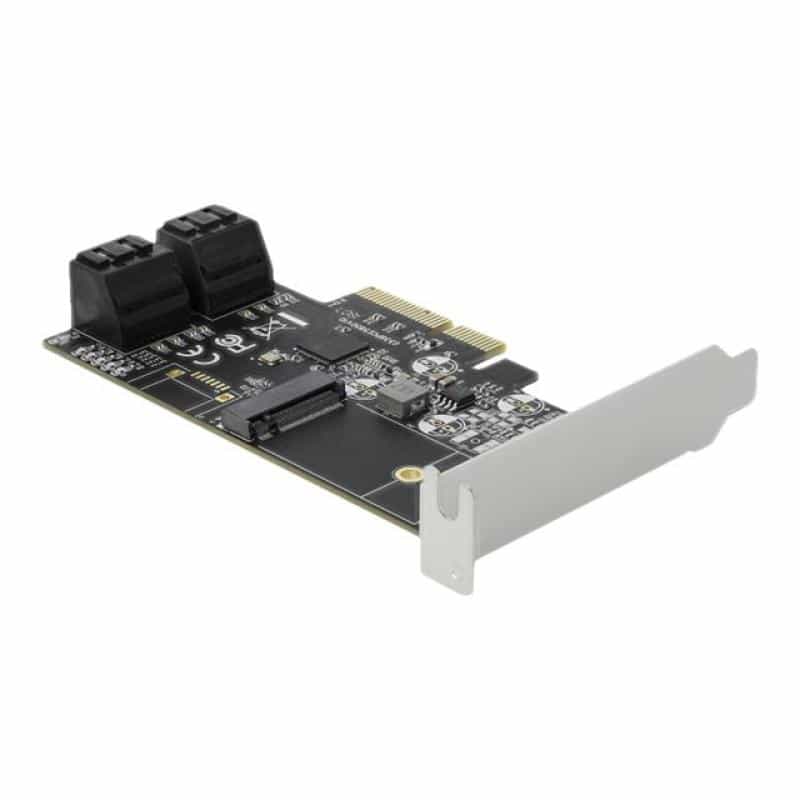 DELOCK 4 Port SATA und 1 Slot M.2 Key B PCI Express x4 Karte - Low Profile Formfaktor