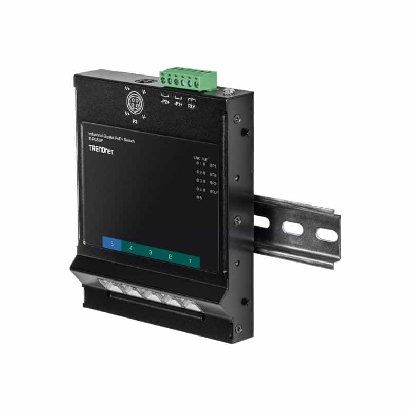 TRENDNET Industrie Switch 5 Port Fast Eth. PoE+ L2 DIN-Rai