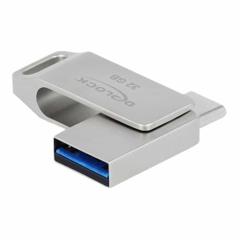 DELOCK USB 3.2 Gen 1 USB-CT + Typ-A Speicherstick 32 GB - Metallgehäuse