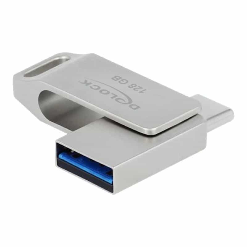 DELOCK USB 3.2 Gen 1 USB-CT + Typ-A Speicherstick 128 GB - Metallgehäuse