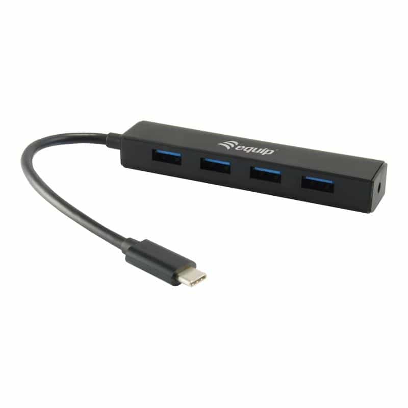 EQUIP USB-Hub USB3.1-C zu USB3.0, 4Port, schwarz