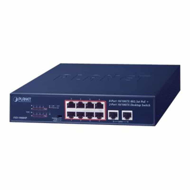 PLANET TECHNOLOGY FSD-1008HP ungemanaged Fast Ethernet (10/100) Energie Über Ethernet (PoE) U