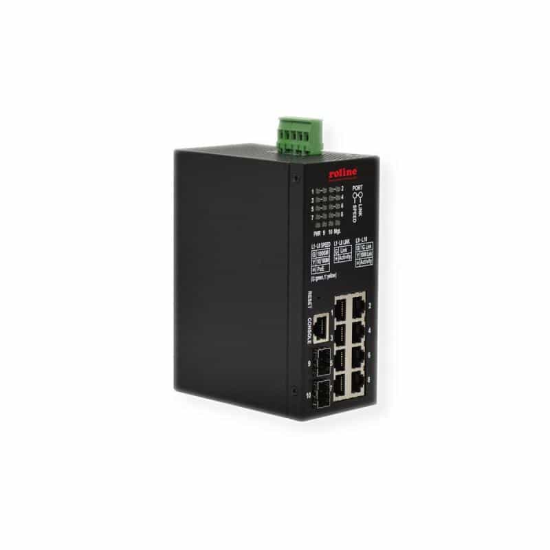 ROLINE Industrial Gigabit Switch, 10 Ports (8x RJ45 + 2x SFP), PoE+, Smart Managed (21.13.1137)