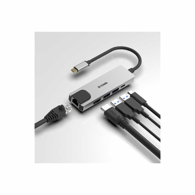 D-LINK USB-C 5-Port USB 3.0 Hub mit HDMI und Ethernet und USB-C Ladeanschluss