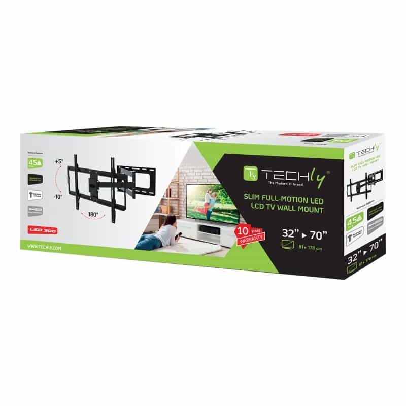 TECHLY TV Wandhalterung 32-70", Slim, schwarz