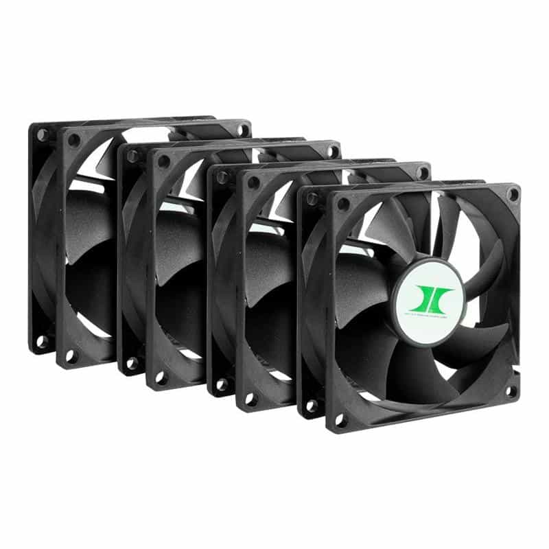 INTERTECH Lüfter 80*80*25 IPC Fan Set 4xLüfter 80mm, schw.