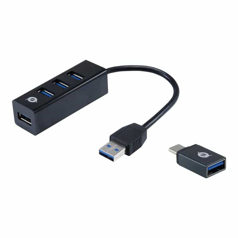 CONCEPTRONIC USB-Hub 4Port USB3.0 -> USB 3.0 +USB-C Adapter