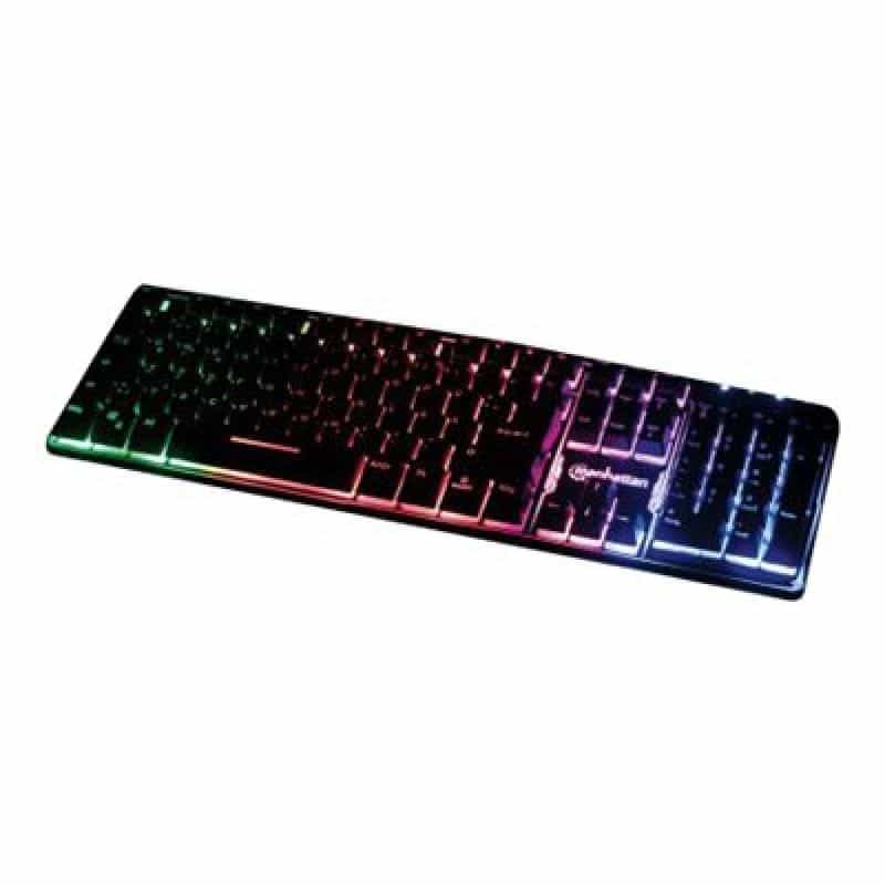 IC INTRACOM MANHATTAN USB-Gaming-Tastatur Metallunterseite 12 Funktionstasten farbige LED-Hintergrun