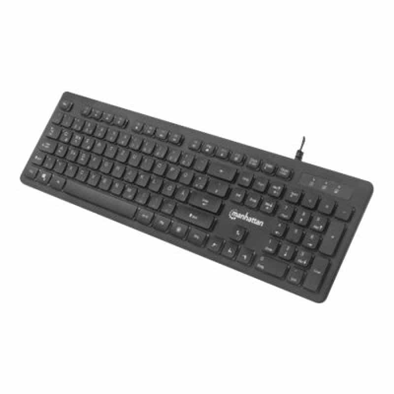 IC INTRACOM MANHATTAN Ultraflache USB-Gaming-Tastatur mit LEDs 12 Multimedia-Funktionstasten farbige