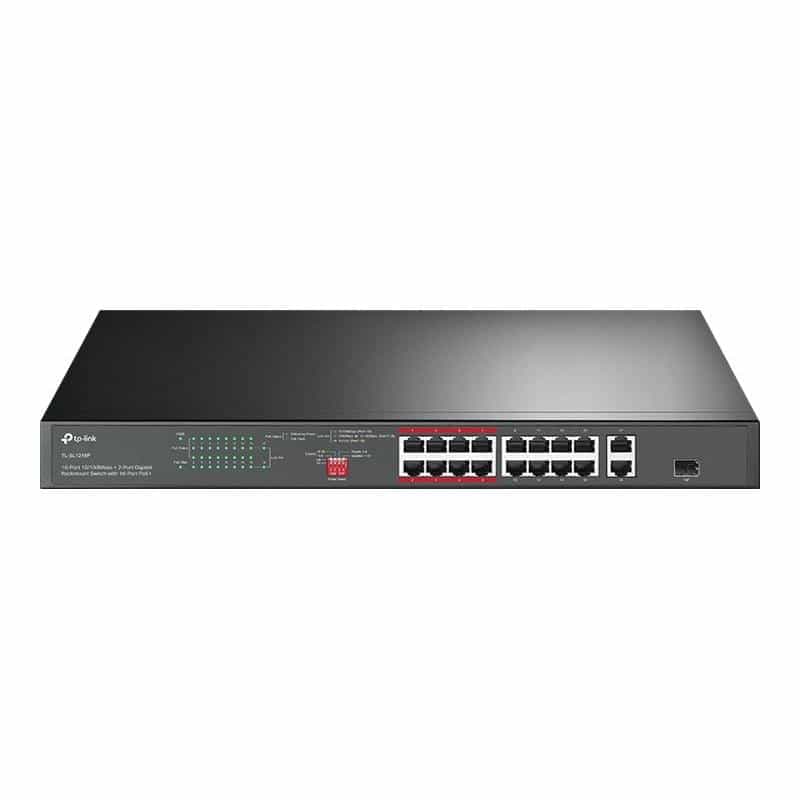 TP-LINK 16-Port 10/100Mbps + 2-Port Gigabit Rackmount Switch with 16-Port PoE+
